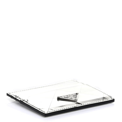 Prada Spazzolato Triangle Patterned Card Holder Argento 4 of 7