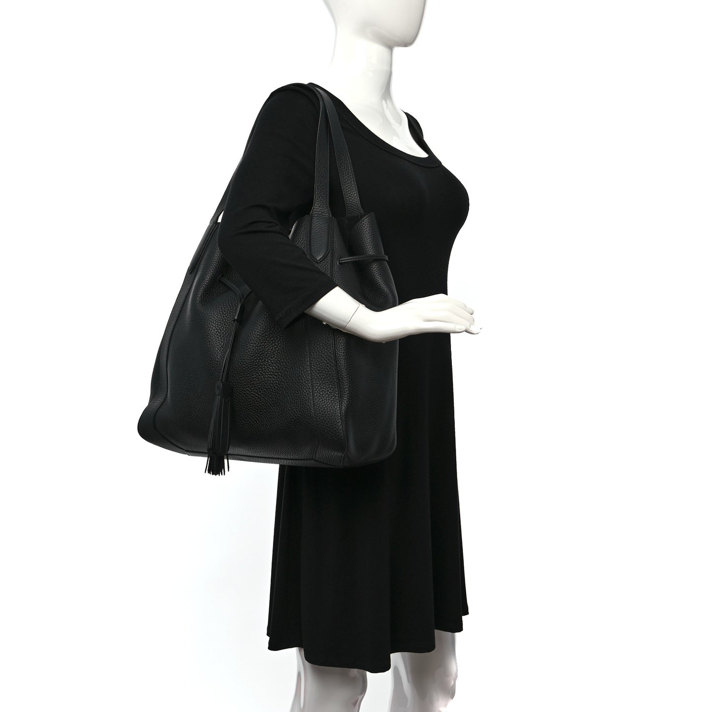 Heavy Grain Calfskin Small Millie Tote Black
