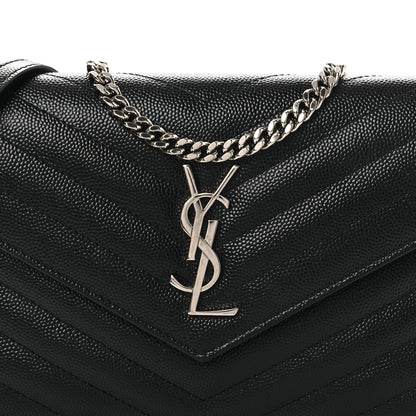 Saint Laurent Grain De Poudre Matelasse Chevron Monogram Chain Wallet Black 8 of 11