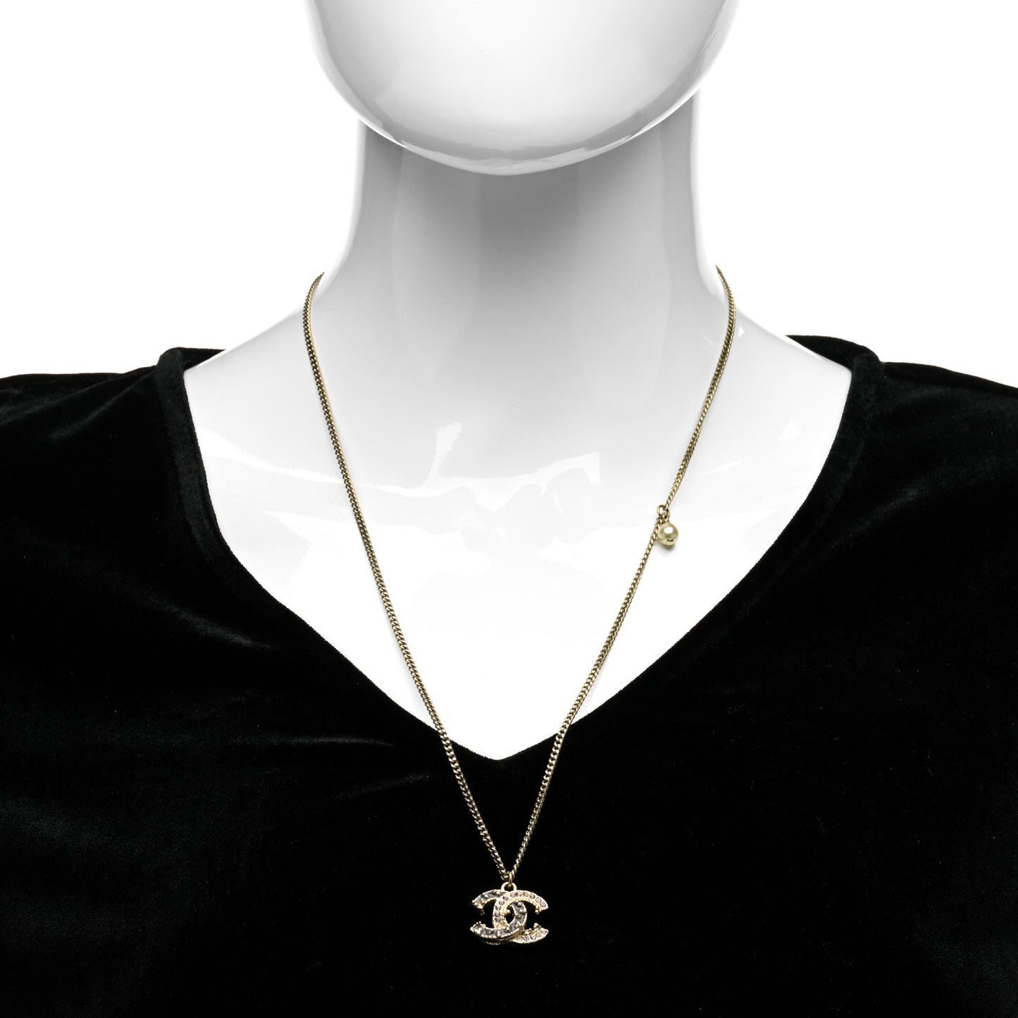 Crystal CC Pendant Necklace Bronze Dore Violet White Nacre