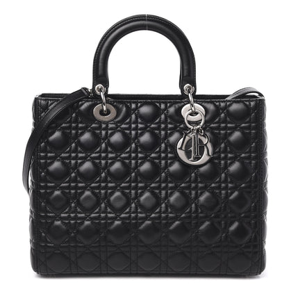 Christian Dior Lambskin Cannage Large Lady Dior Black 1 of 11