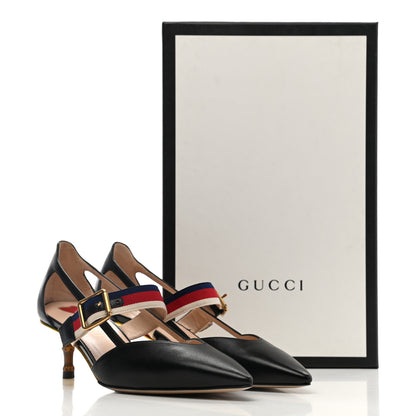 Gucci Malaga Kid Grosgrain Sylvie Web Bamboo Mules 36.5 Black 15 of 15