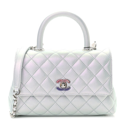 Chanel Iridescent Caviar Quilted Mini Coco Handle Flap Light Blue 1 of 11