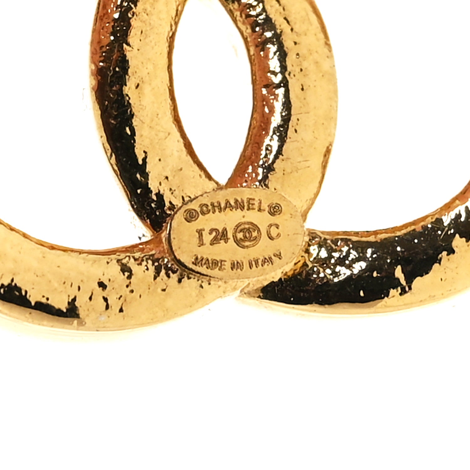 Chanel CC Hoop Drop Earrings Gold 4 of 5