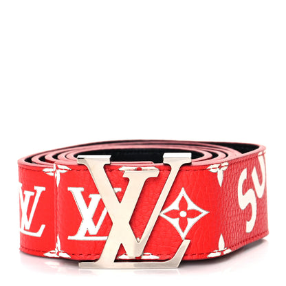 Louis Vuitton X SUPREME Calfskin Monogram 40mm LV Initiales Belt 110 44 Red 1 of 6