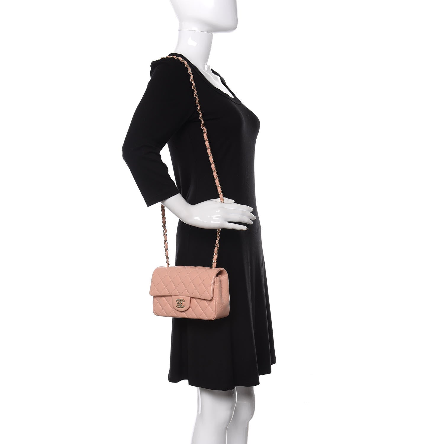Chanel Lambskin Quilted Mini Rectangular Flap Light Pink 2 of 10