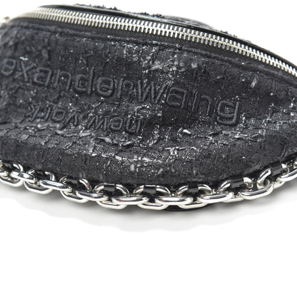 Alexander Wang Patent Tweed Chain Embellished Attica Belt Bag Black 9 of 9