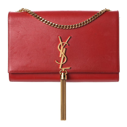 Saint Laurent Smooth Calfskin Medium Classic Monogram Kate Tassel Satchel Lipstick Red 1 of 25