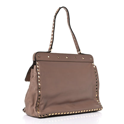 Valentino Garavani Vitello Rockstud Single Handle Flap Bag Beige 3 of 10