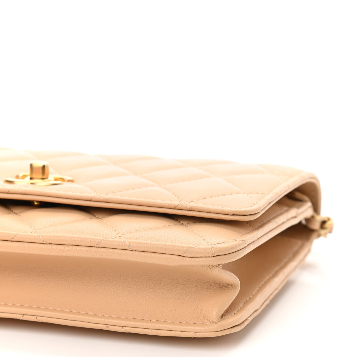 Chanel Lambskin Quilted CC Pearl Crush Wallet on Chain WOC Beige 10 of 11