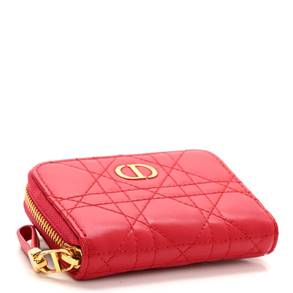 Christian Dior Lambskin Cannage Mini Caro Zipped Pouch Raspberry 4 of 11