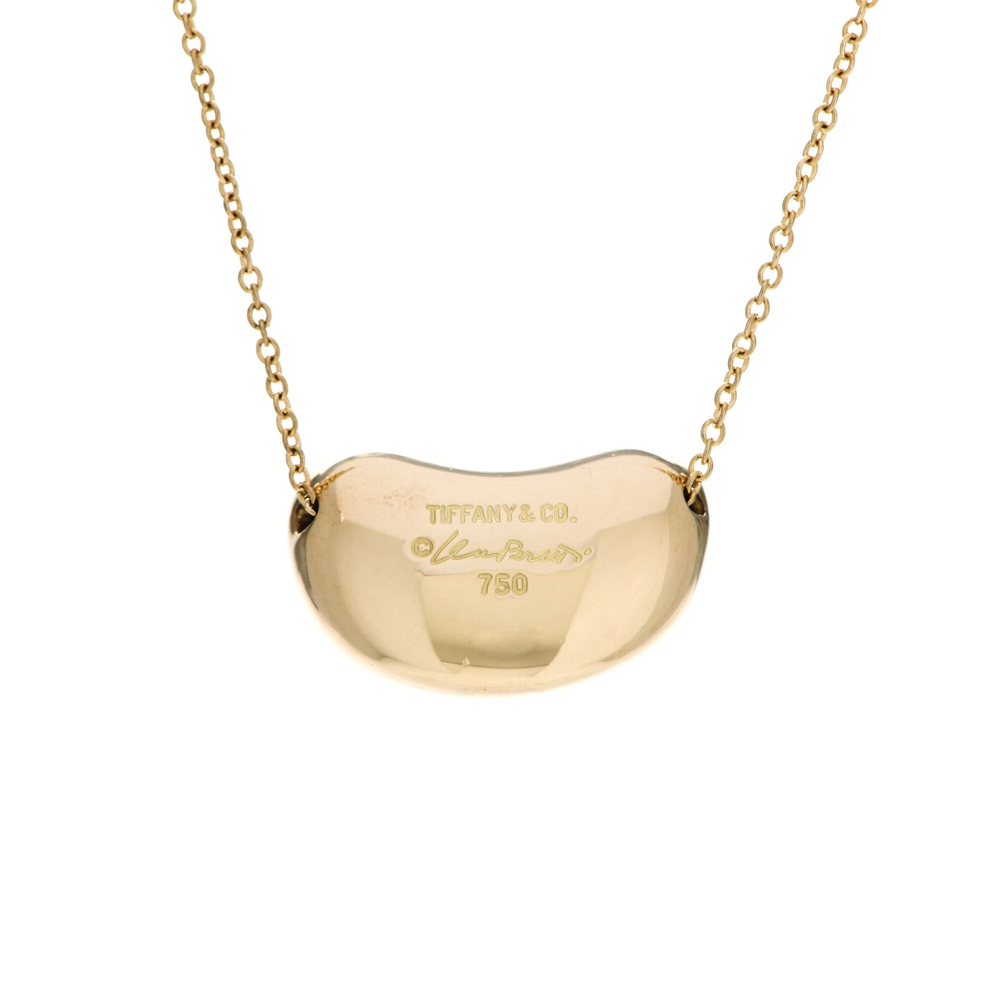 18K Yellow Gold 18mm Elsa Peretti Bean Pendant Necklace