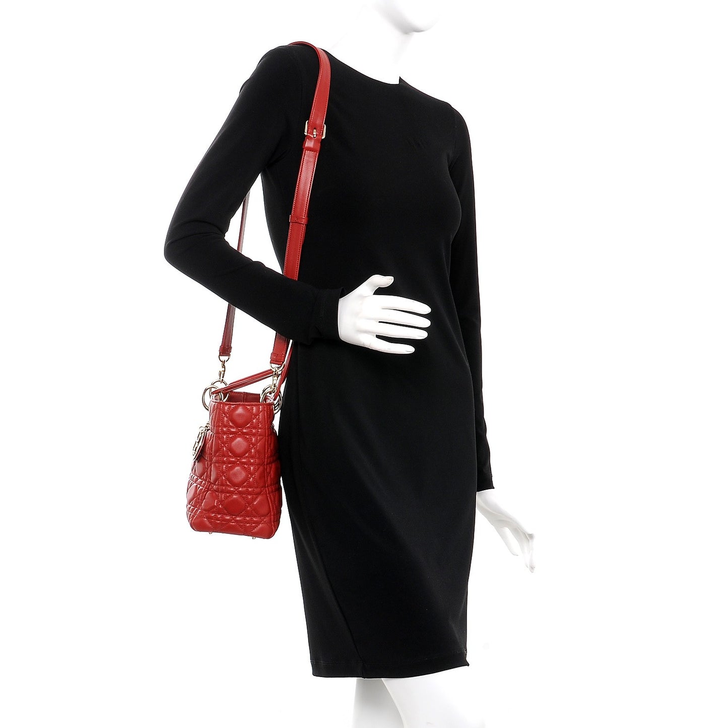 Lambskin Cannage Medium Lady Dior Red