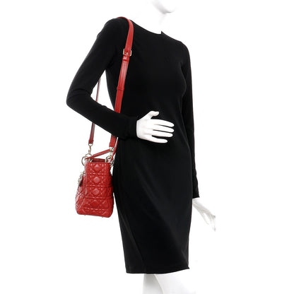 Christian Dior Lambskin Cannage Medium Lady Dior Red 2 of 7