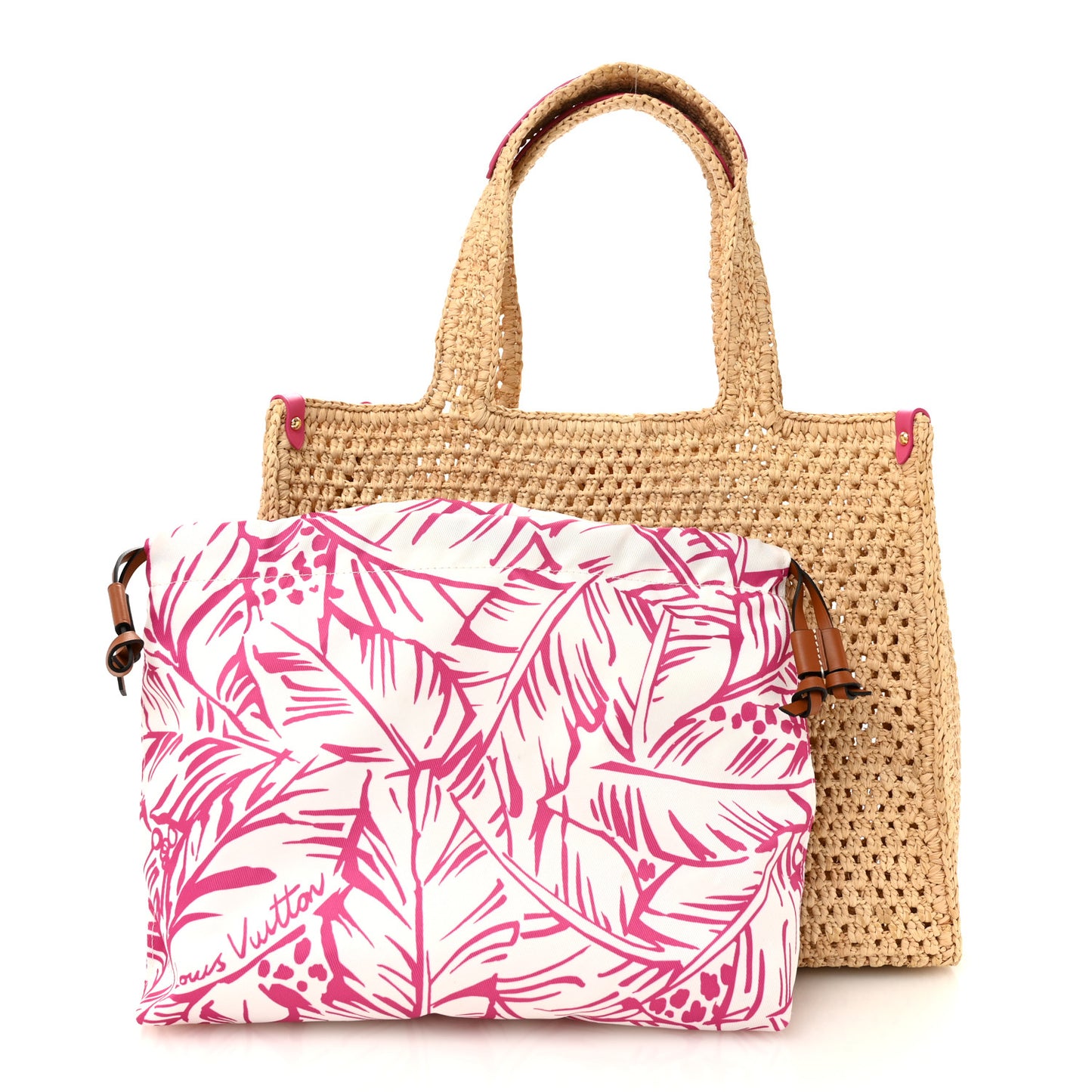 Raffia Calfskin Forte Del Marmi OnTheGo MM Natural Fuchsia
