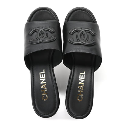 Chanel Lambskin Quilted CC Platform Mules 38.5 Black 2 of 10