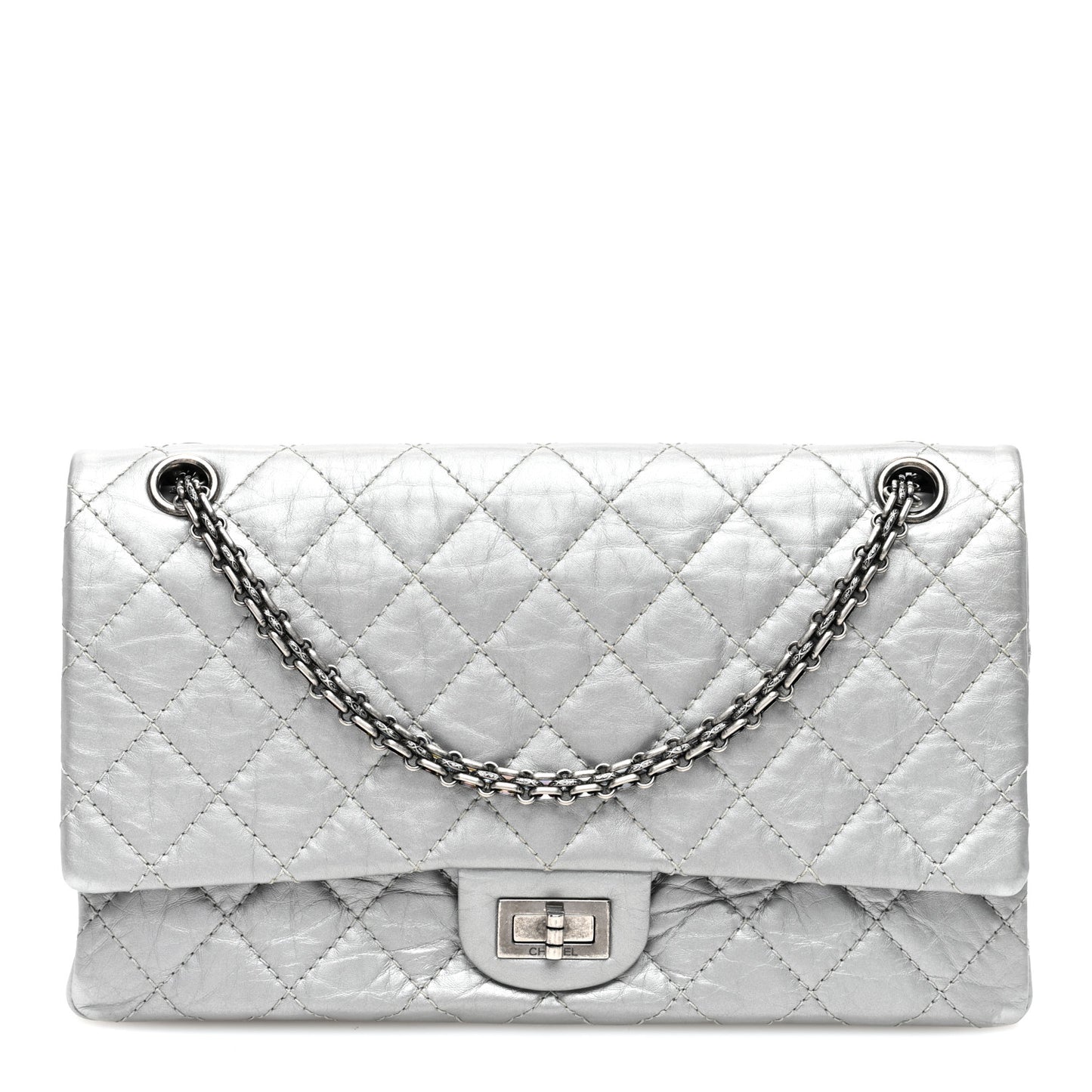 Metallic Aged Calfskin Quilted 2.55 Reissue 226 Flap Silver