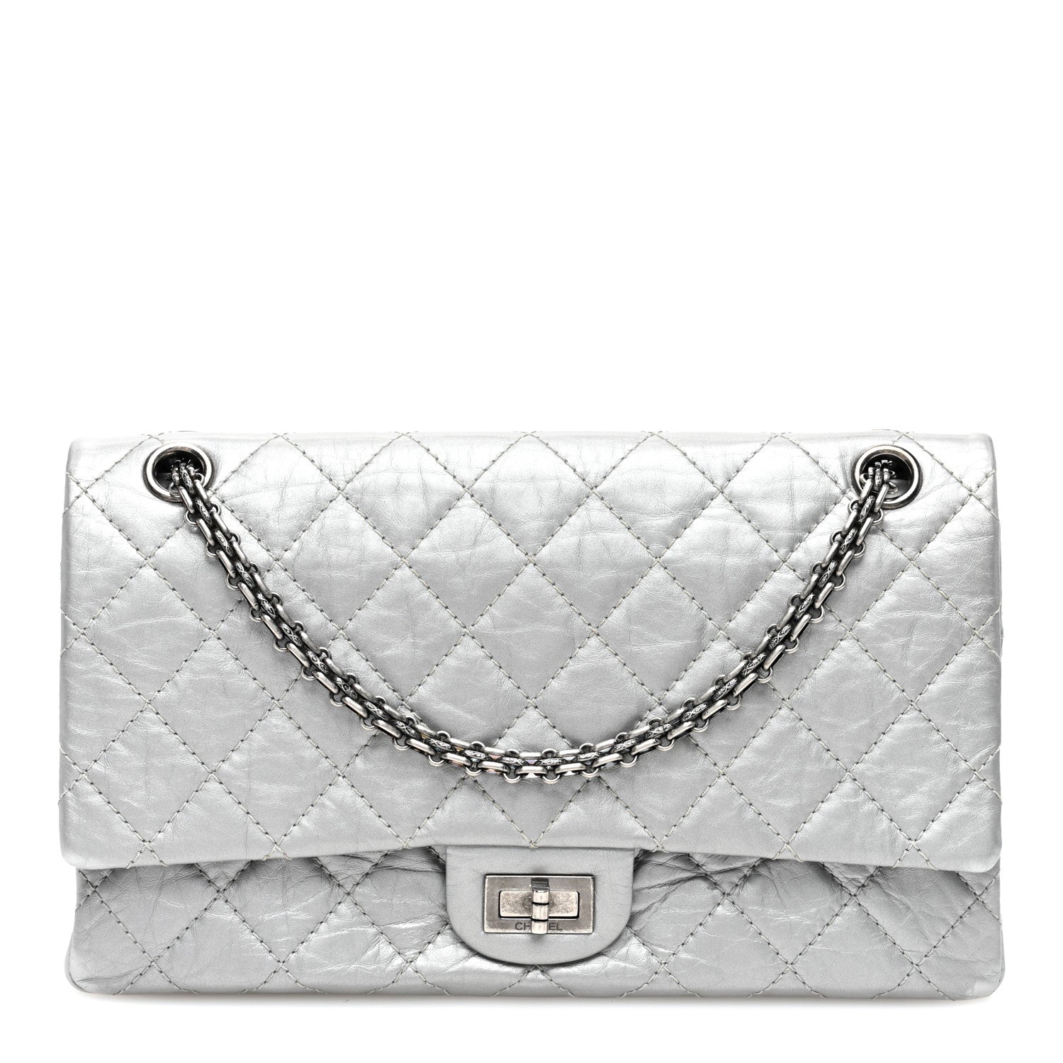 Chanel Metallic Aged Calfskin Quilted 2.55 Reissue 226 Flap Silver 1 of 10