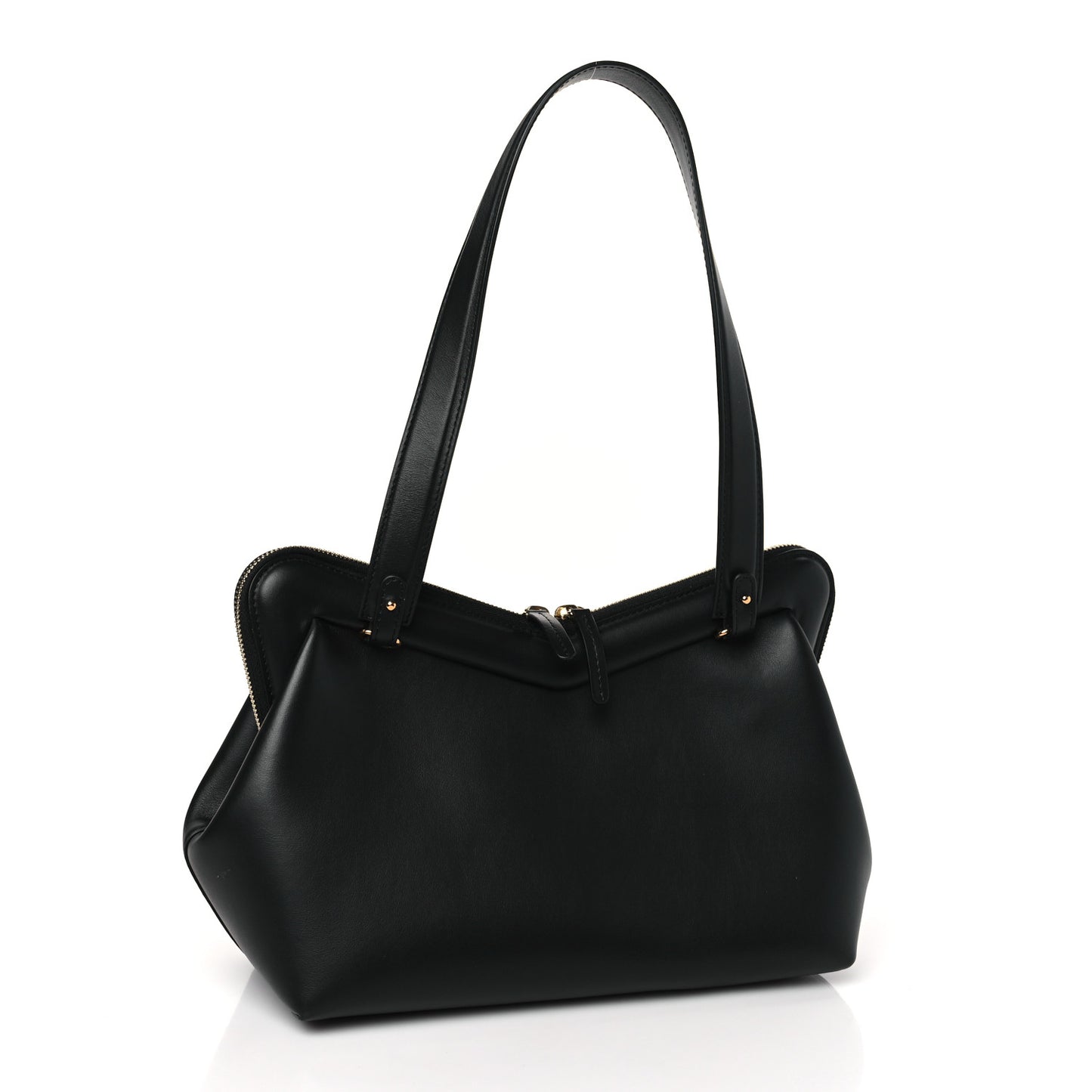 Smooth Calfskin M Frame Bag Black Flamma