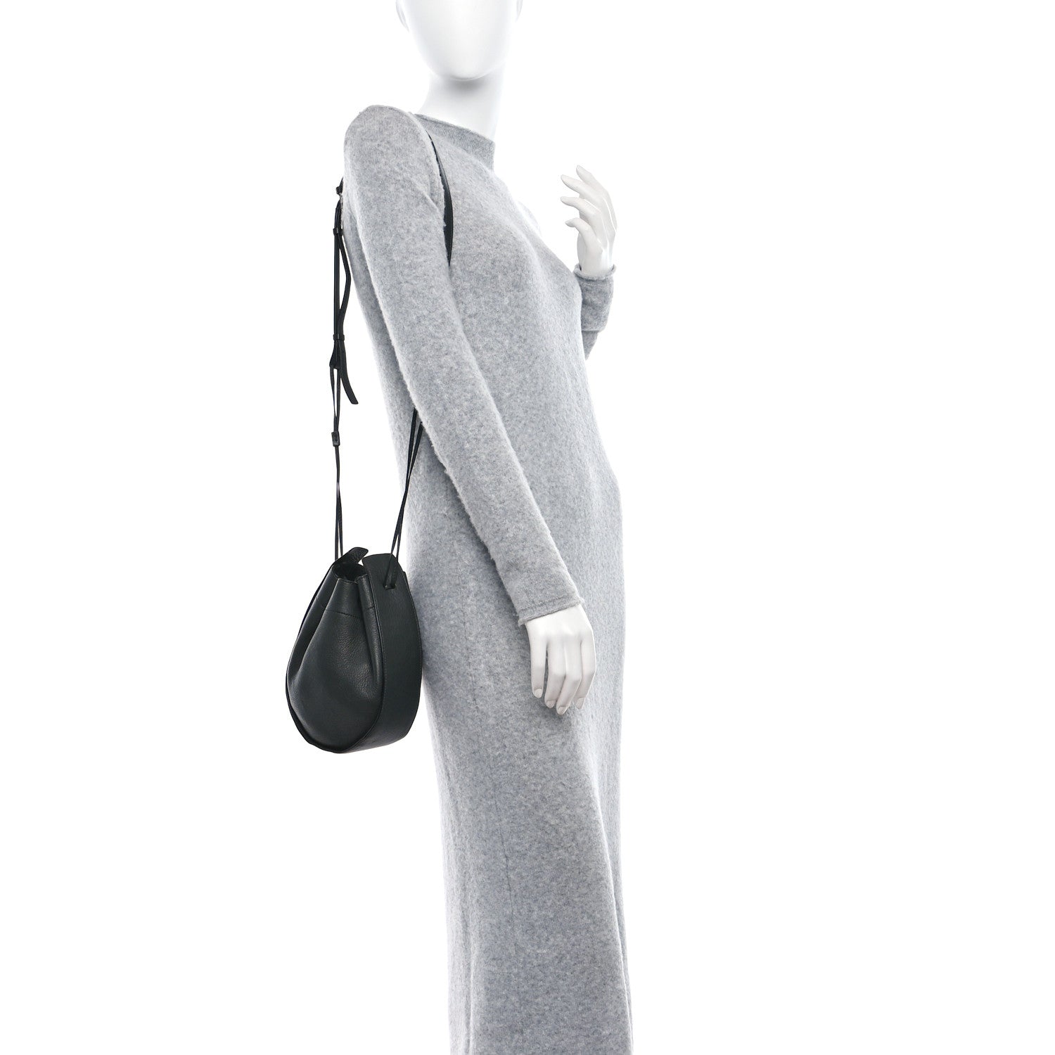 The Row Grained Calfskin Drawstring Pouch Black 2 of 9