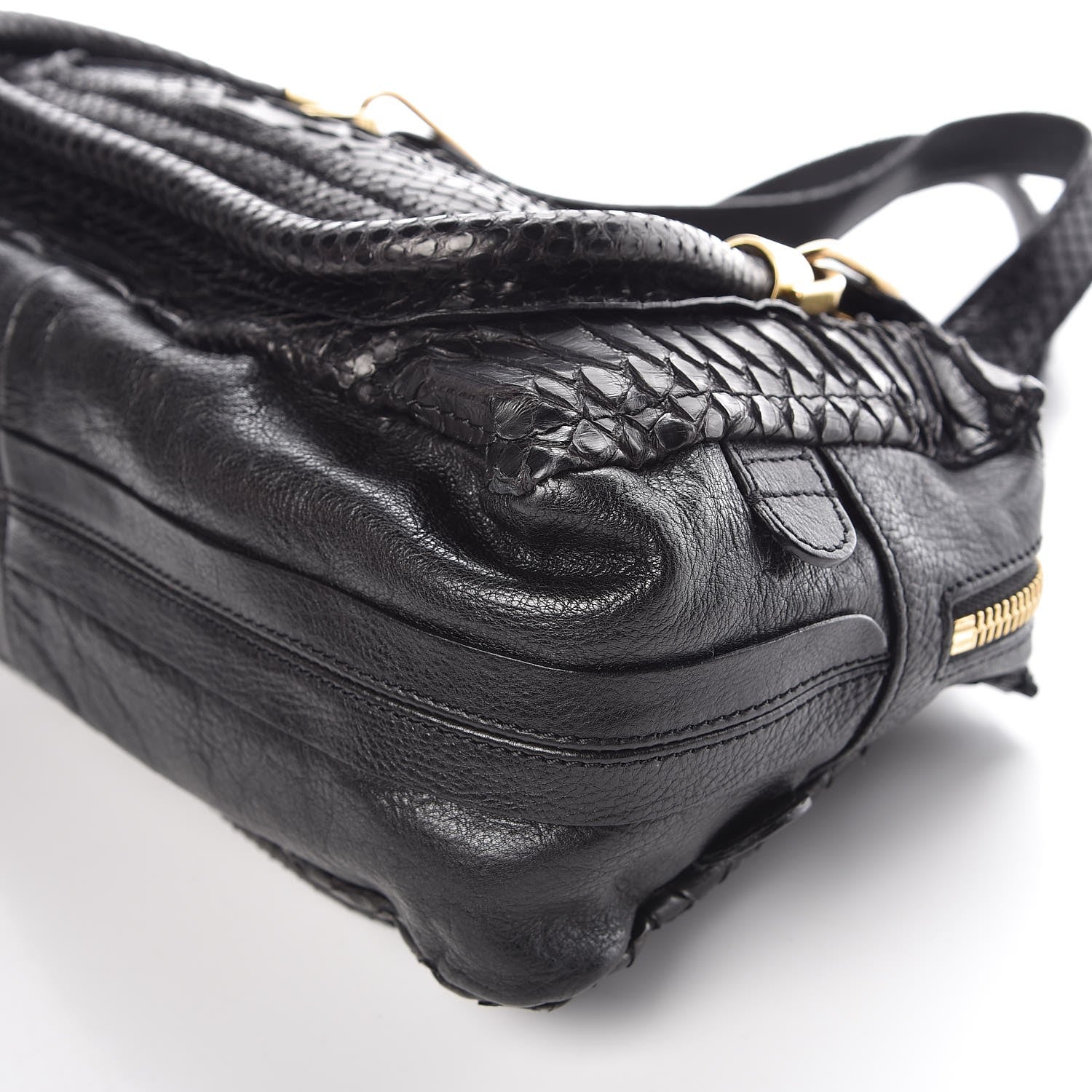 Chloe Python Calfskin Paraty East West Shoulder Bag Black 12 of 12
