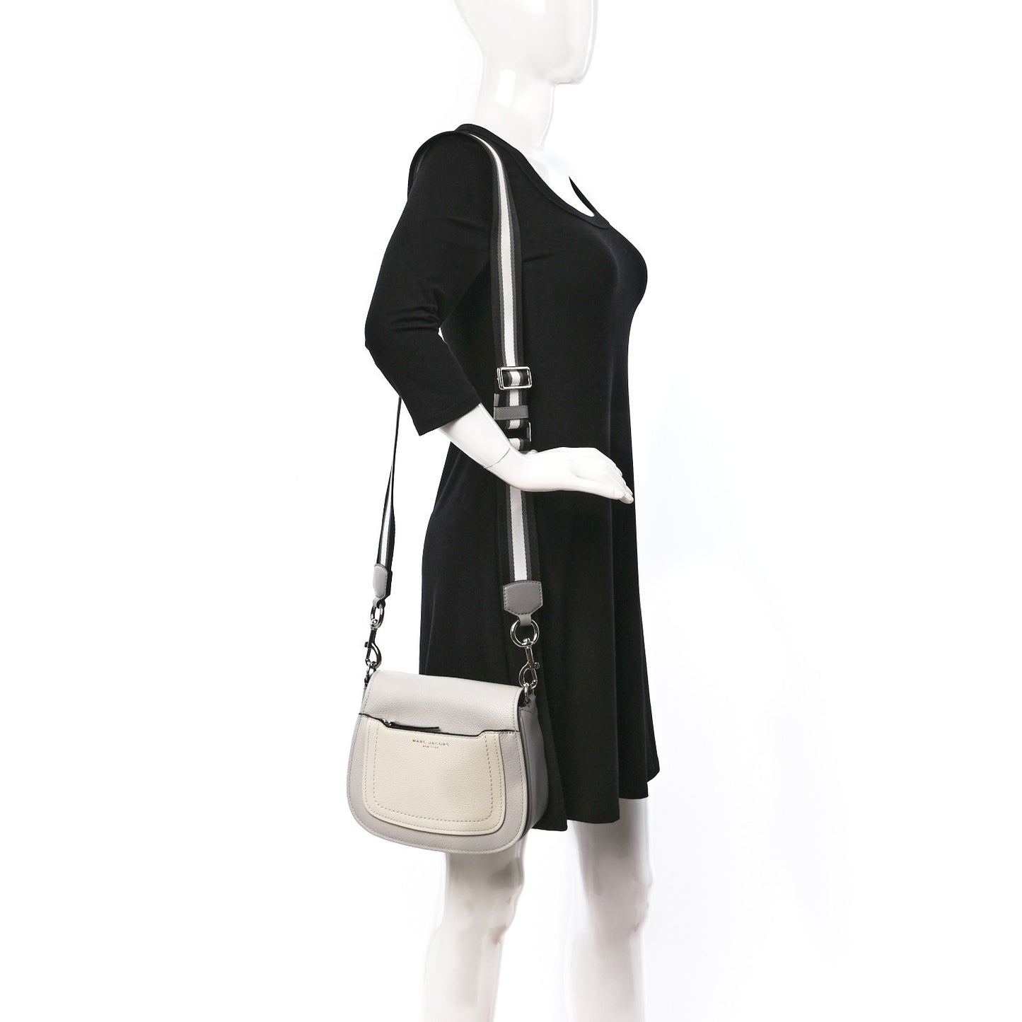 Calfskin Empire City Messenger Crossbody Ghost Grey Multicolor
