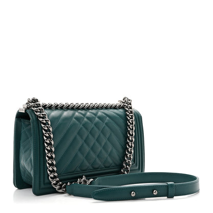 Chanel Calfskin Chevron Quilted Medium Boy Flap Turquoise 3 of 15