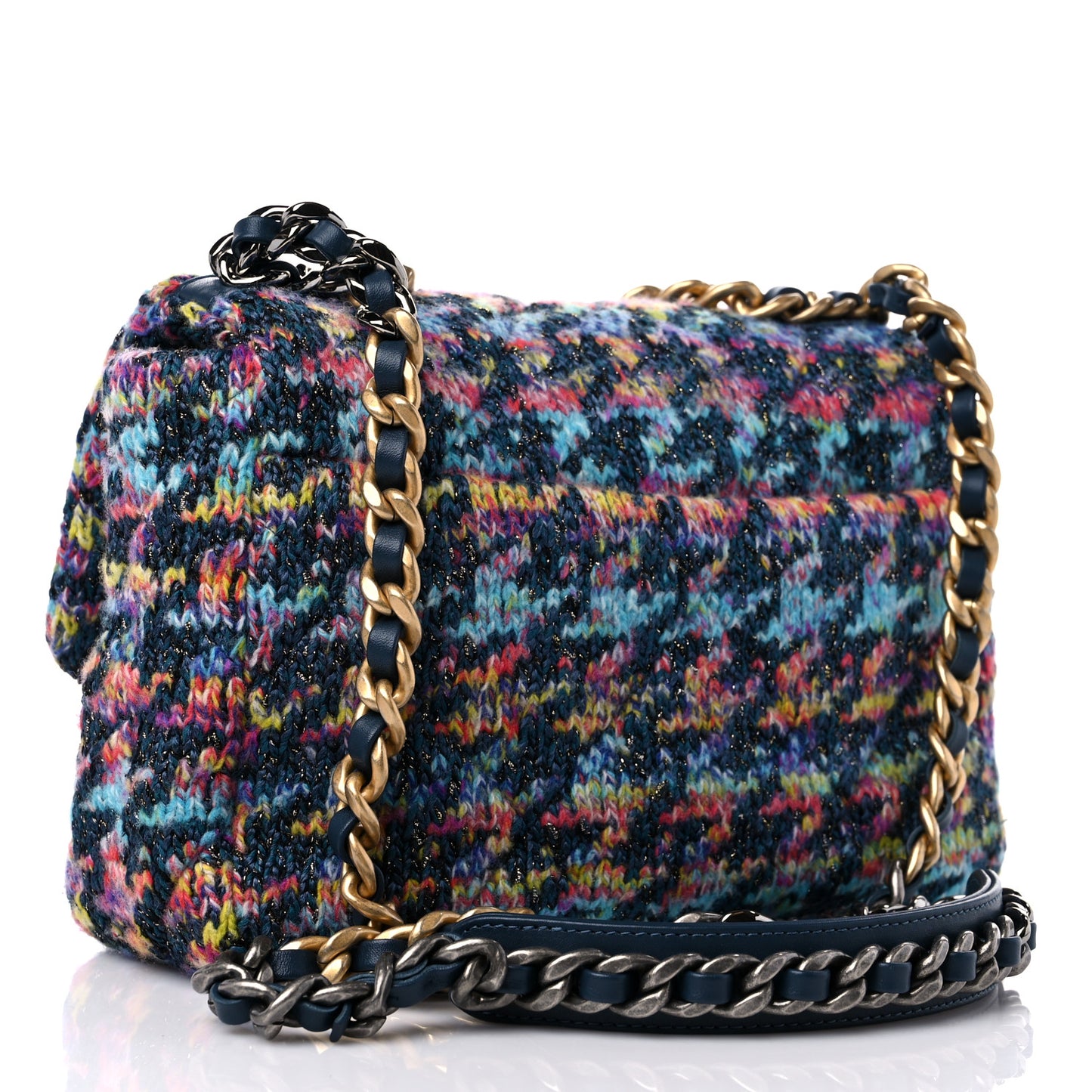 Tweed Quilted Medium Chanel 19 Flap Dark Multicolor