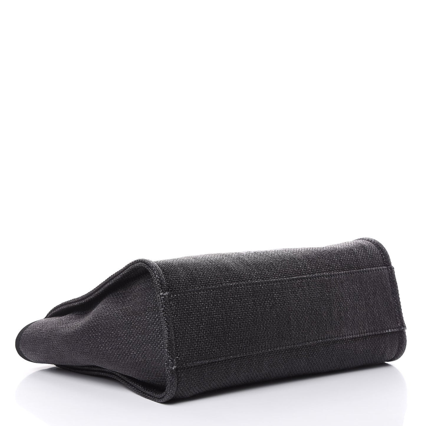 Woven Straw Raffia Small Deauville Tote Black