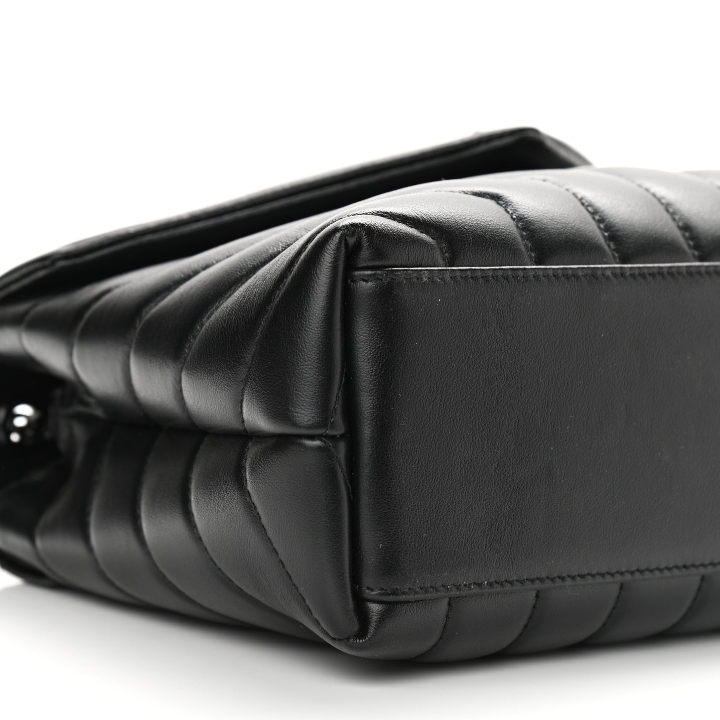Calfskin Y Quilted Monogram Small Loulou Chain Satchel Black