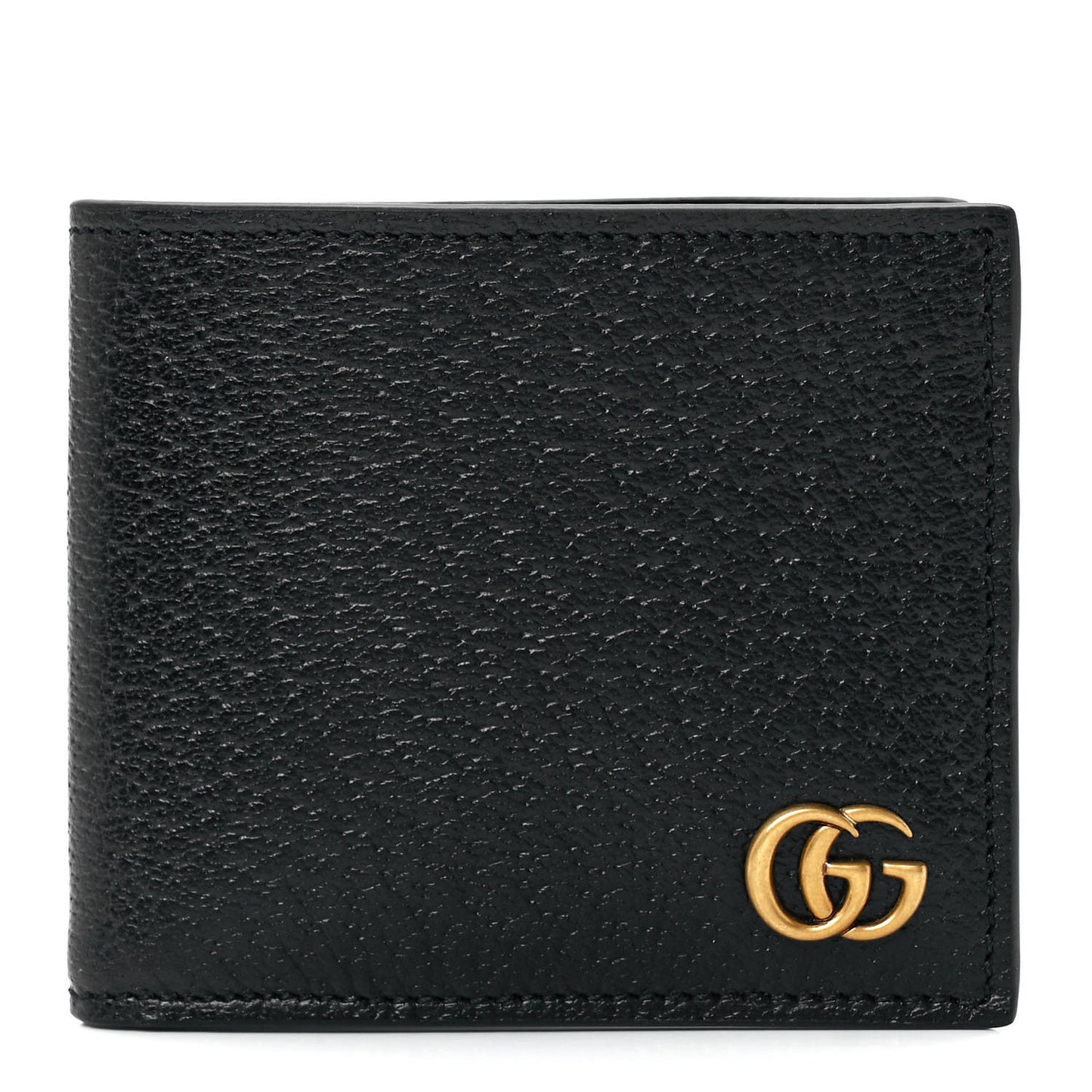 Calfskin Boar Effect GG Marmont Bi-Fold Wallet Black