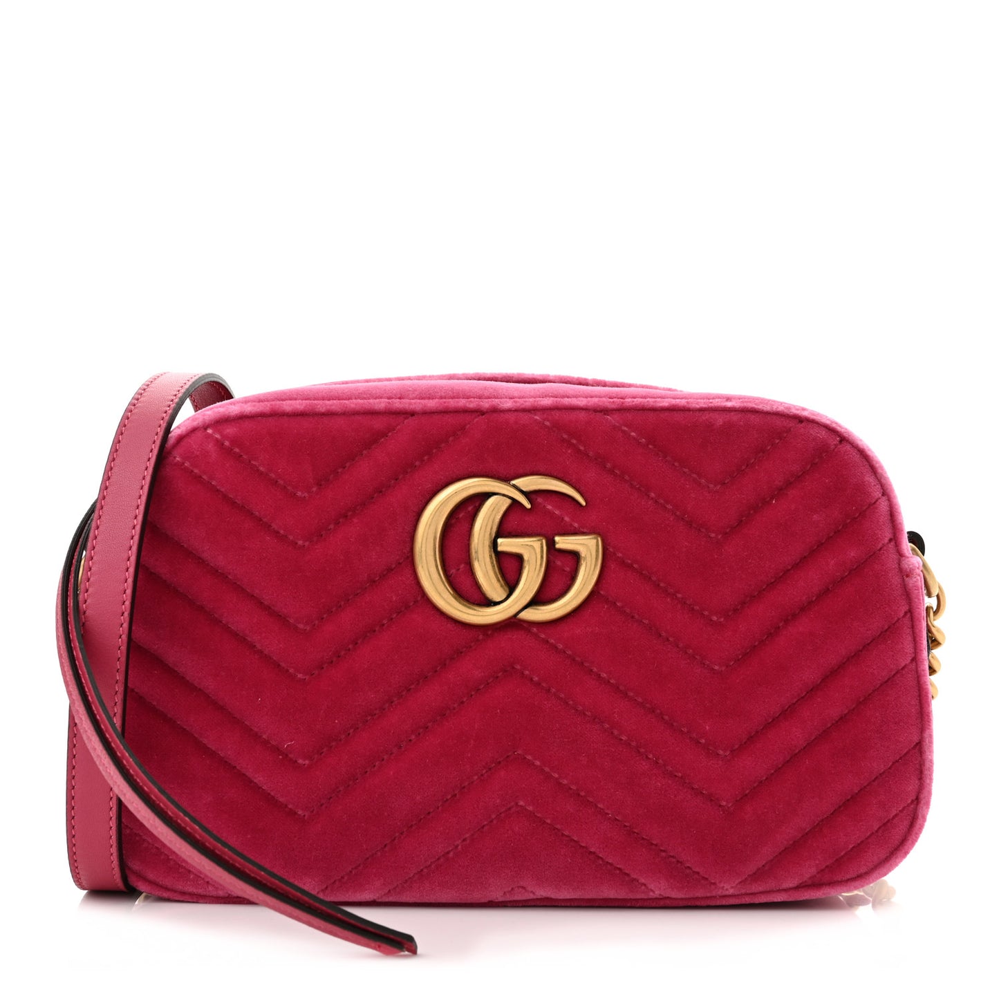 Velvet Matelasse Small GG Marmont Chain Shoulder Bag Light Raspberry Rose