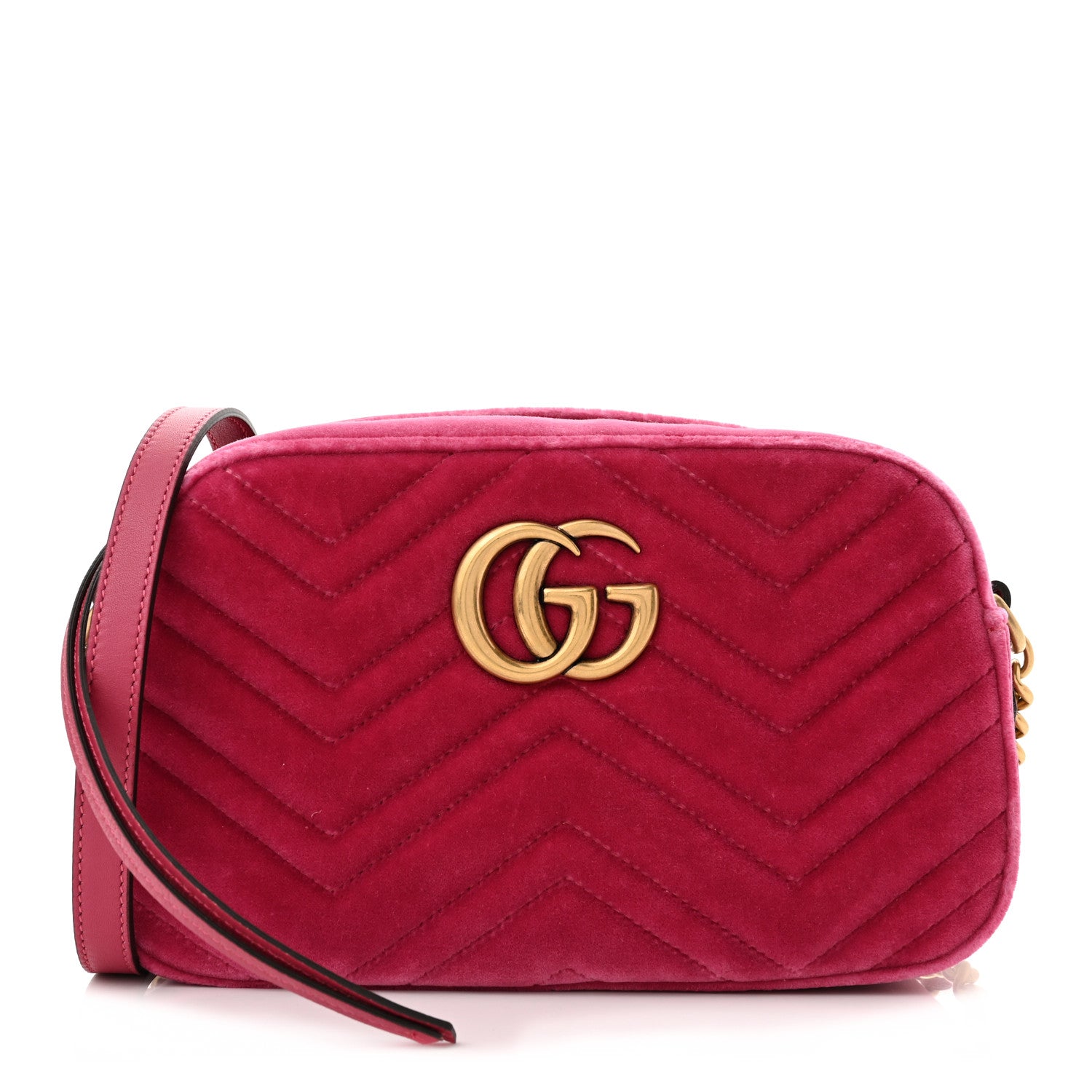 Gucci Velvet Matelasse Small GG Marmont Chain Shoulder Bag Light Raspberry Rose 1 of 10