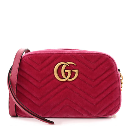 Gucci Velvet Matelasse Small GG Marmont Chain Shoulder Bag Light Raspberry Rose 1 of 10