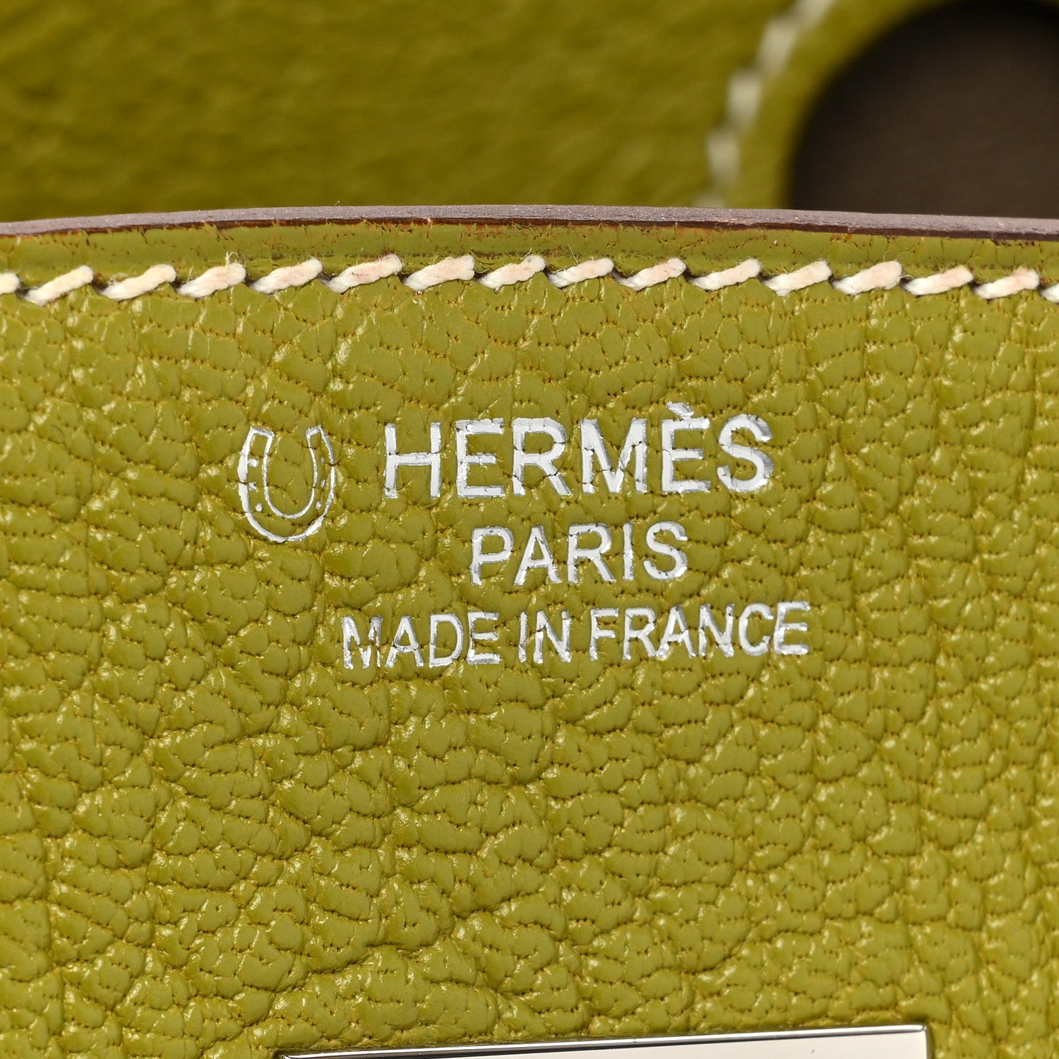 Hermes Chevre de Coromandel Horseshoe Birkin 35 Vert Anis Etoupe 6 of 13
