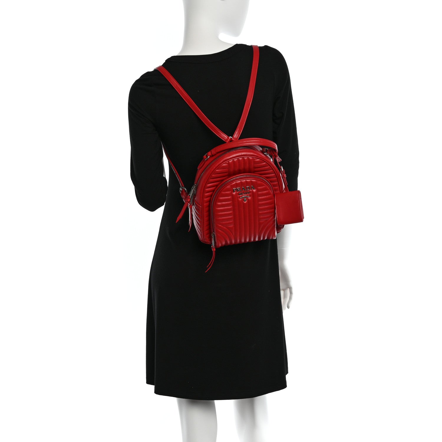 Prada Soft Calfskin Impunture Diagramme Day Backpack Fuoco 2 of 10