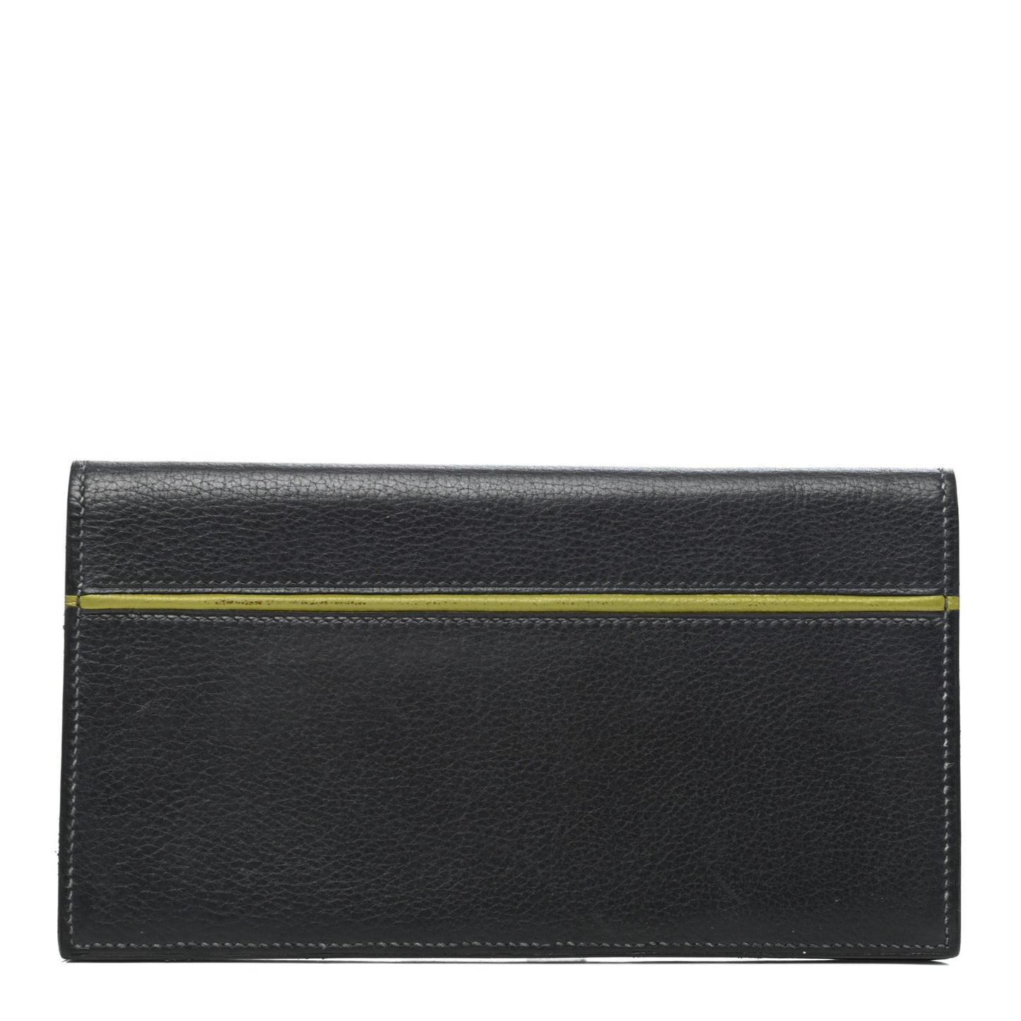 Taurillon Clemence MC2 Fleming Checkbook Holder Bleu Nuit Vert Chartreuse