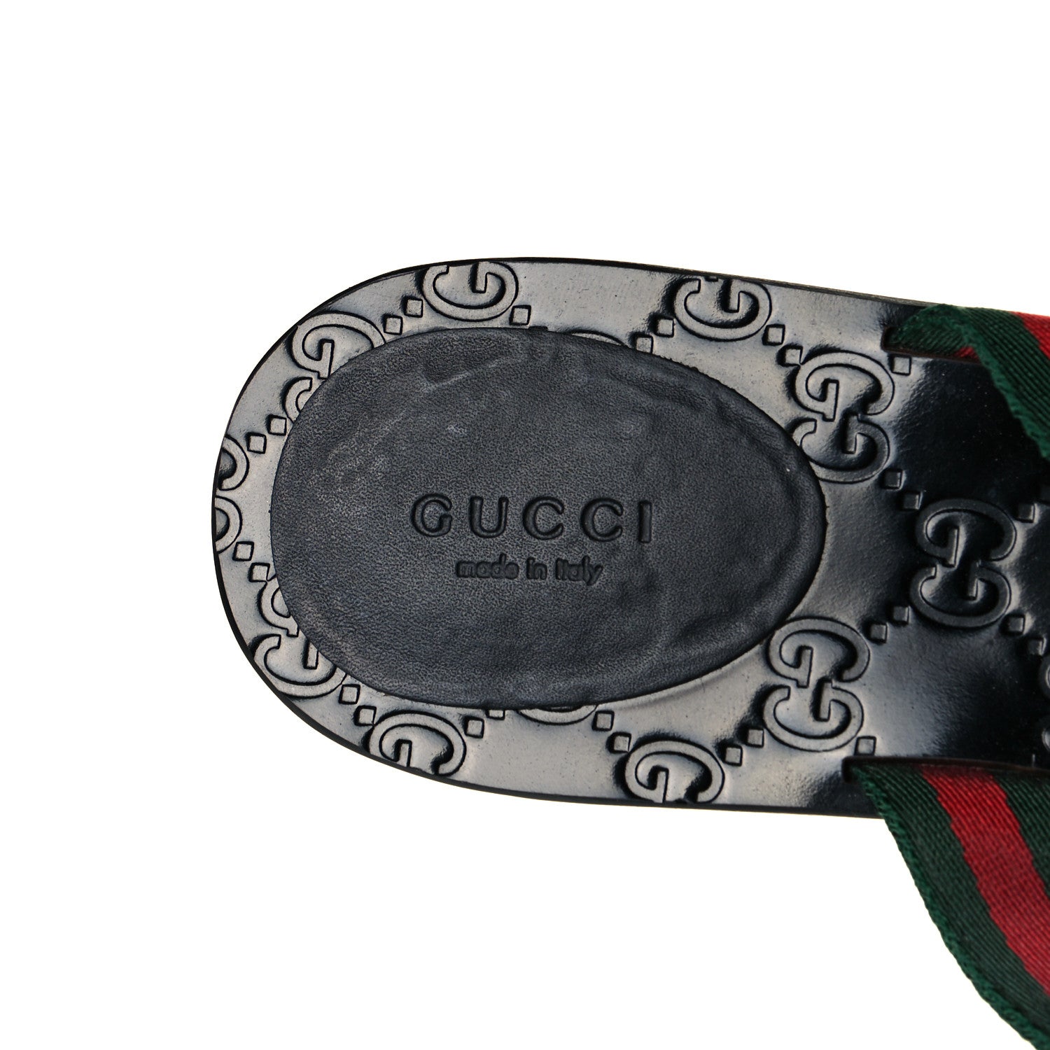 Gucci Nylon Guccissima Web Womens Thong Sandals 41 Green Red Black 6 of 11