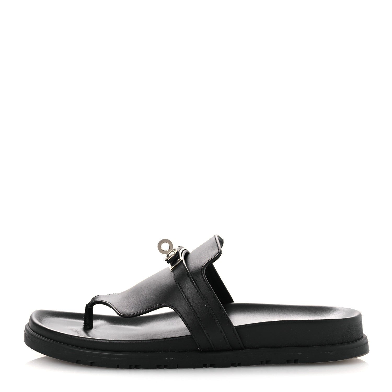 Hermes Calfskin Womens Empire Sandals 39 Black 1 of 14