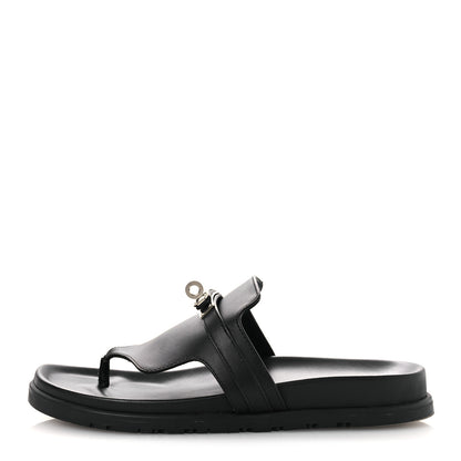 Hermes Calfskin Womens Empire Sandals 39 Black 1 of 14