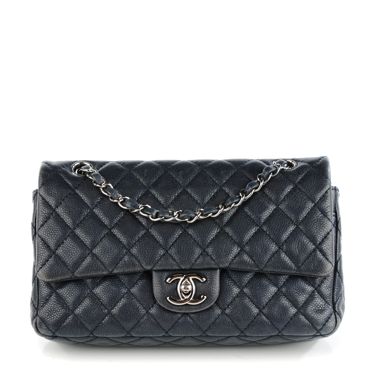Chanel Caviar Quilted Medium Double Flap Navy 1 of 8