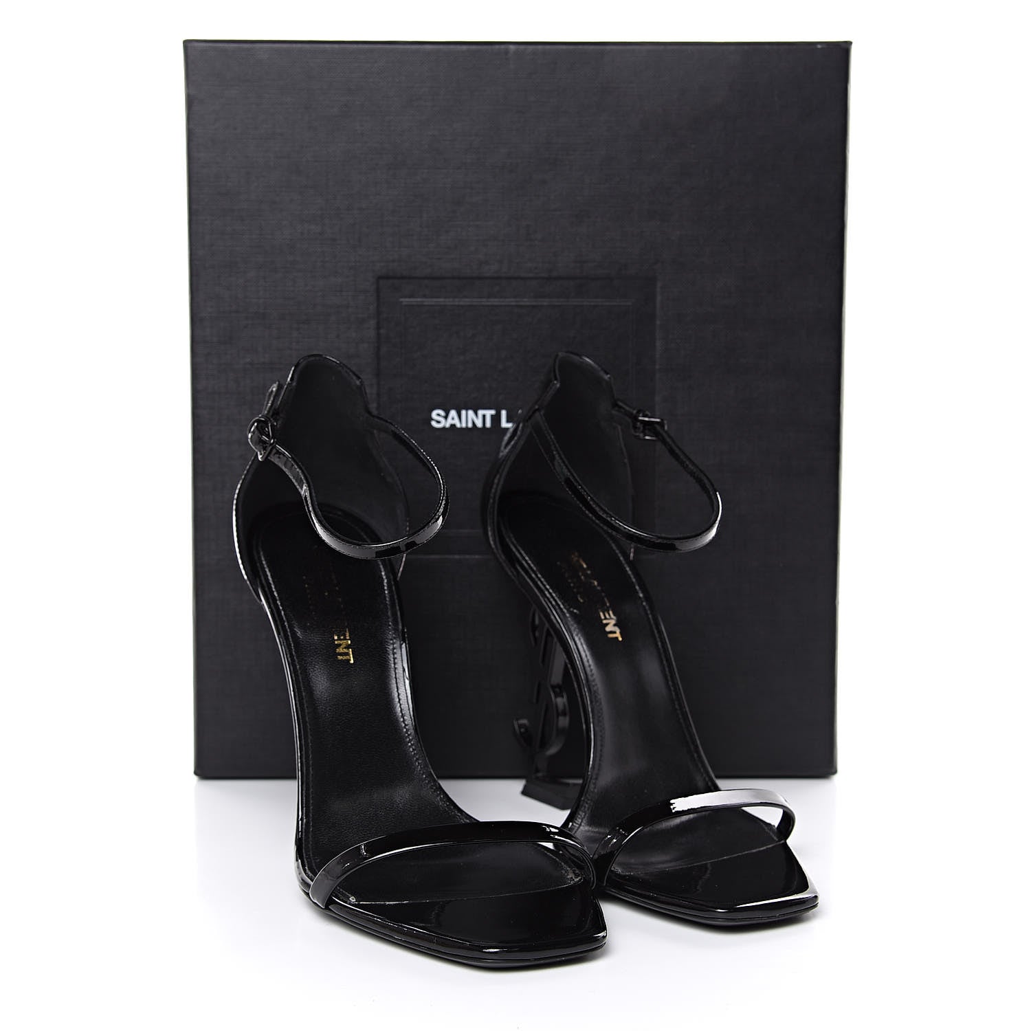 Saint Laurent Patent Calfskin Opyum Sandals 37.5 Black 9 of 9