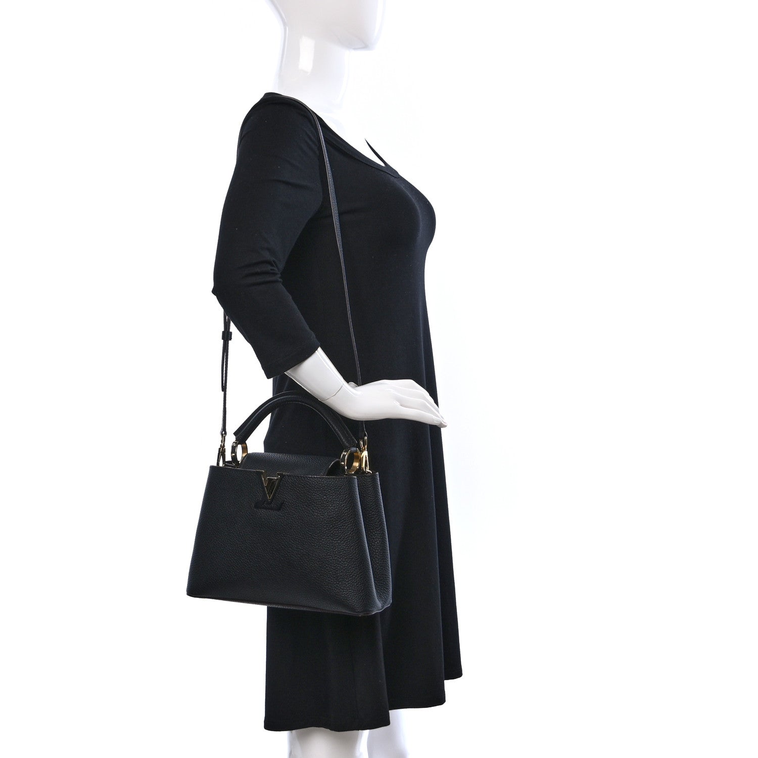 Louis Vuitton Taurillon Capucines BB Black 2 of 8