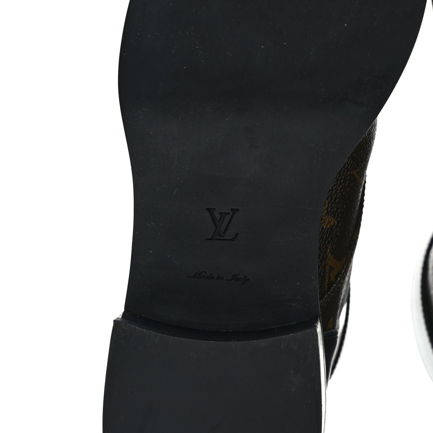 Louis Vuitton Calfskin Monogram Wonderland Flat Ranger Boots 39.5 Black 6 of 7