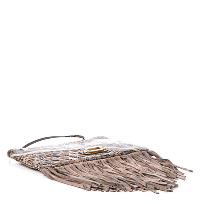 Jimmy Choo Snakeskin Suede Fringe Tita Convertible Clutch 4 of 10