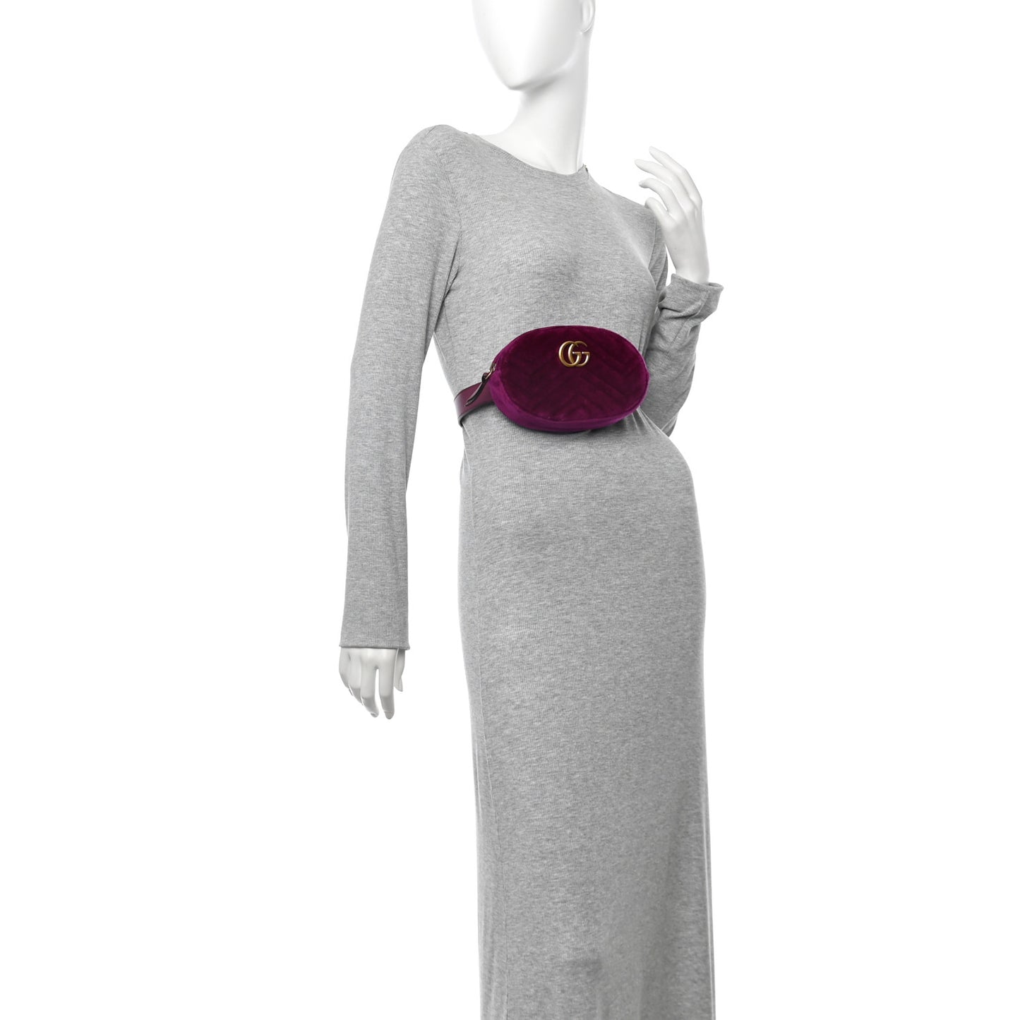 Velvet Matelasse GG Marmont Belt Bag 85 34 Fuchsia Violet Cyclamen