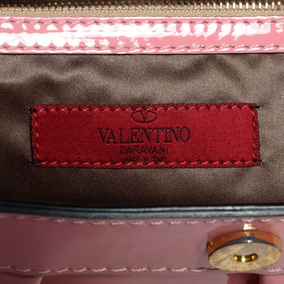 Valentino Garavani Patent Lacca Nappa Medium Aphrodite Bow Satchel Pink Beige 6 of 8