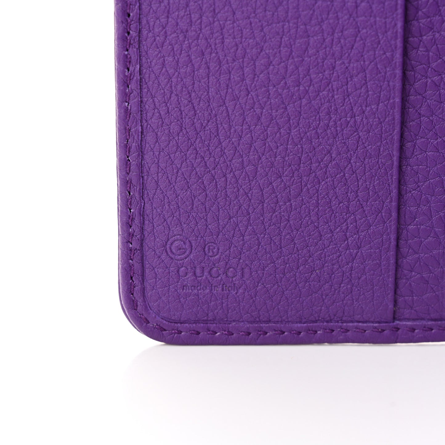 Grained Calfskin Continental Zip Wallet Purple