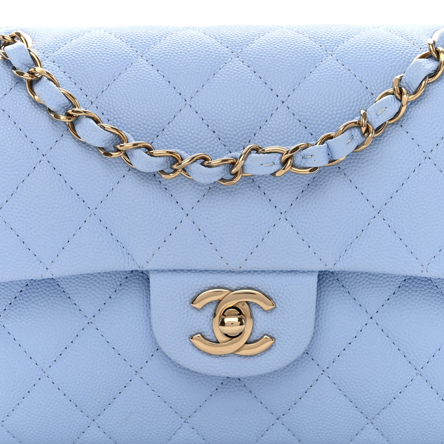 Chanel Caviar Quilted Small Double Flap Light Blue 8 of 10