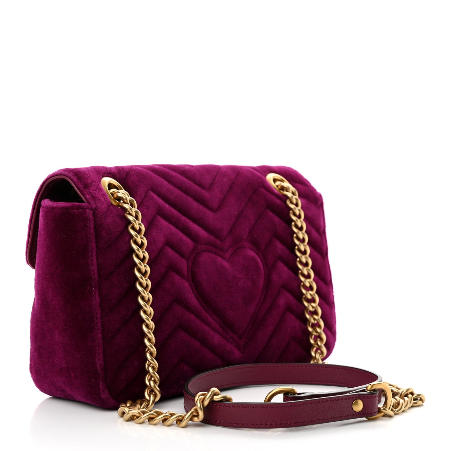 Velvet Matelasse Embroidered Small GG Marmont Shoulder Bag Fuchsia Violet Cyclamen